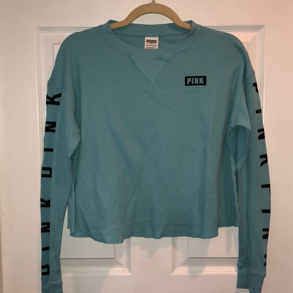 PINK VS Blue Long Sleeve Crop Top